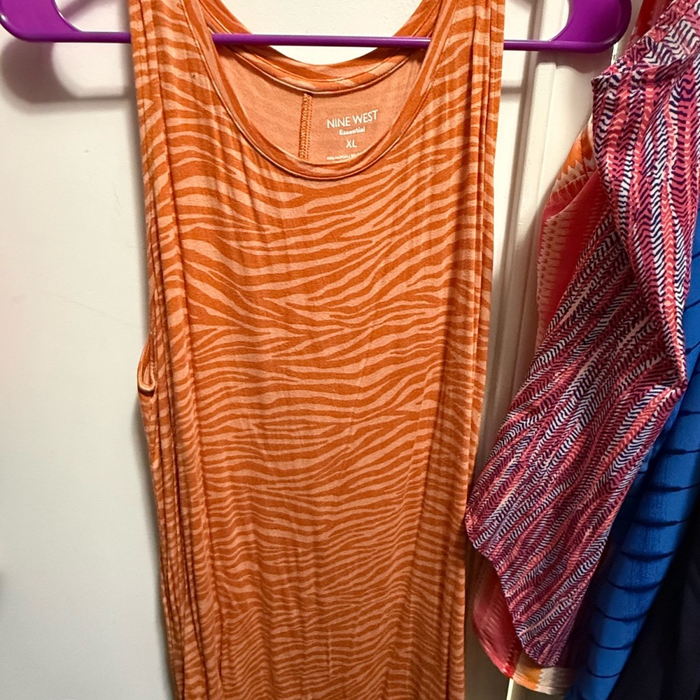 Nine West Vibrant Orange Zebra Tank Top